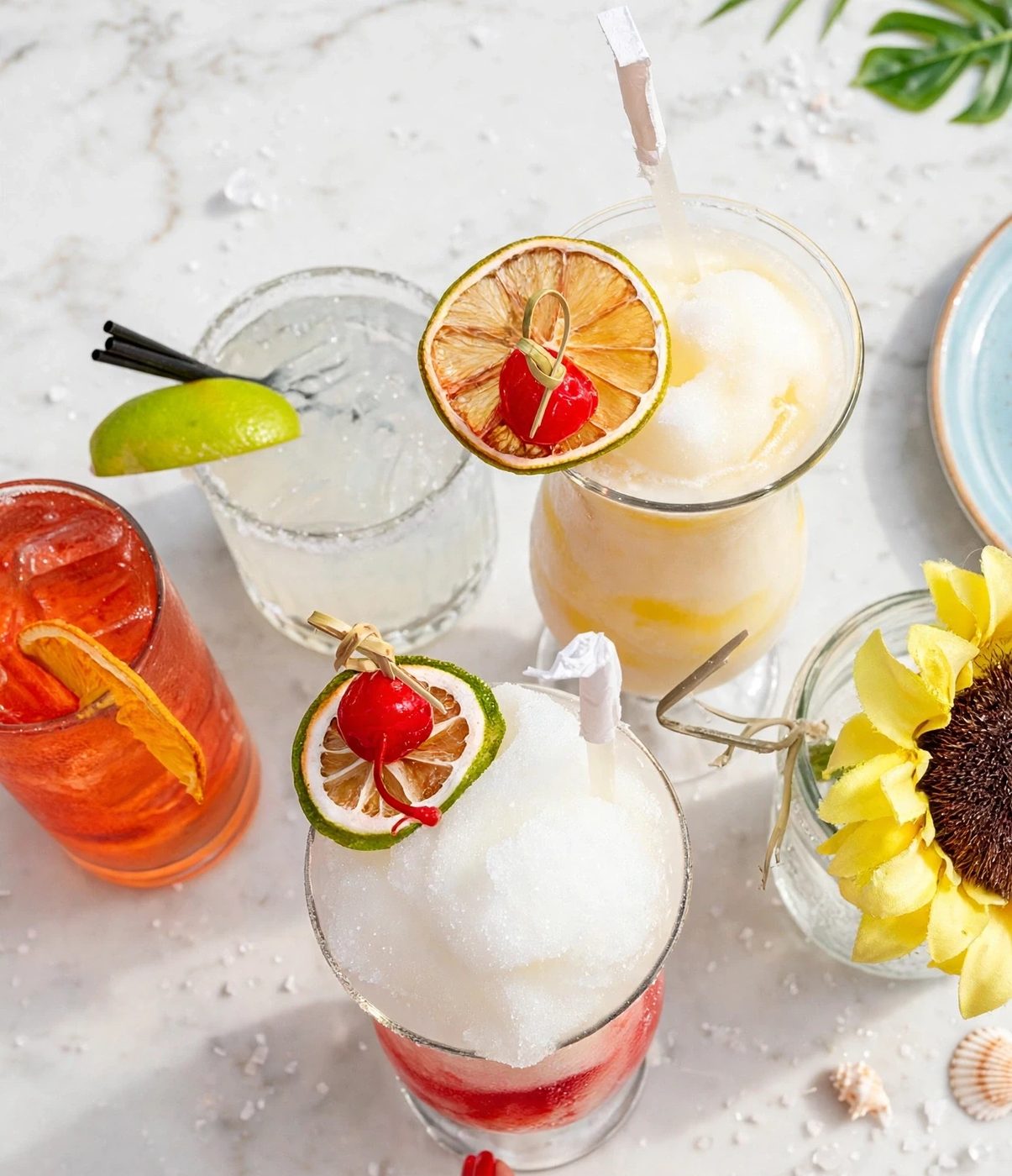 Frozen cocktails with lime and cherry — Wilde bar